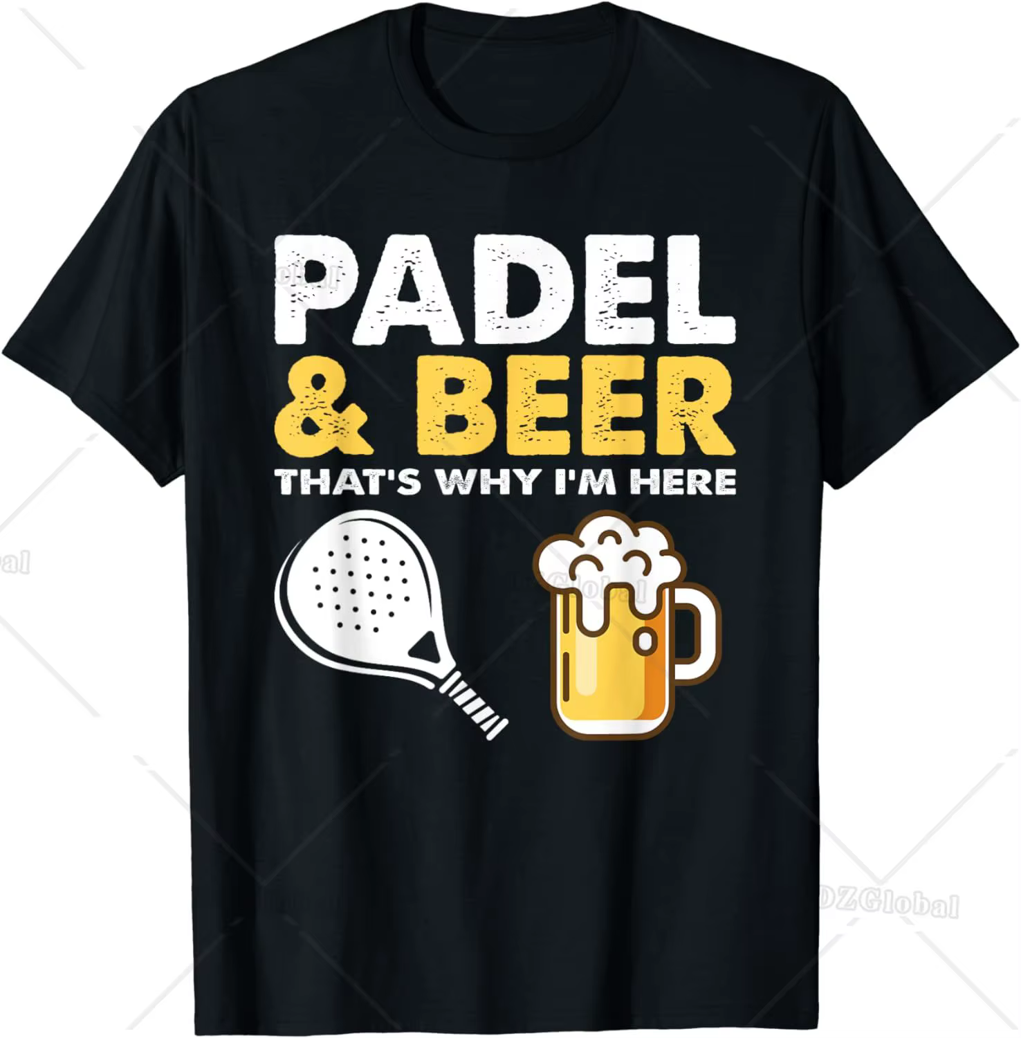 T-shirt drôle de raquettes de tennis Padel et bière, c'est pourquoi je suis ici, vêtements pour homm