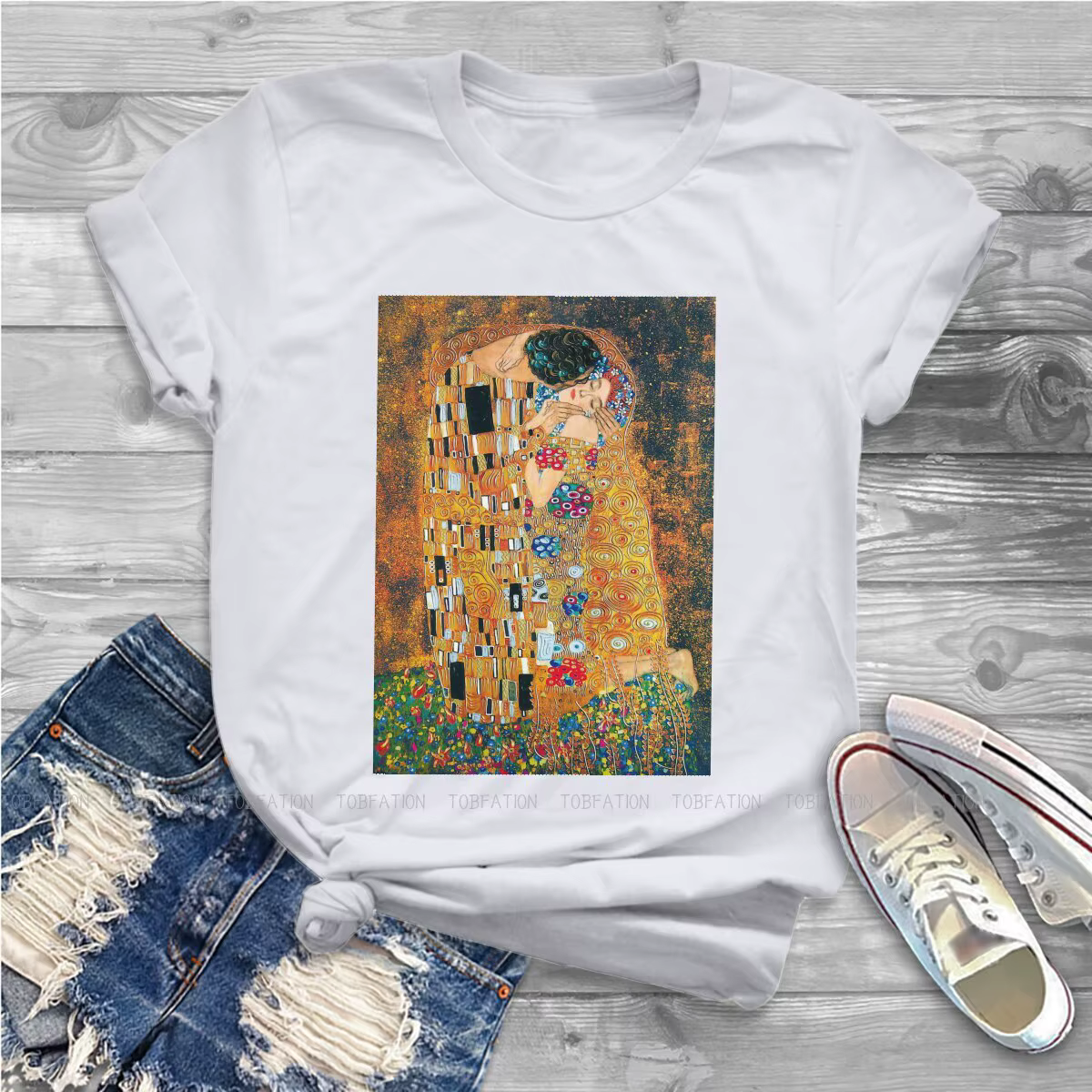 T-shirt vintage avec image de peinture pour femmes, vêtements pour femmes, GustAbility Klimt, Street