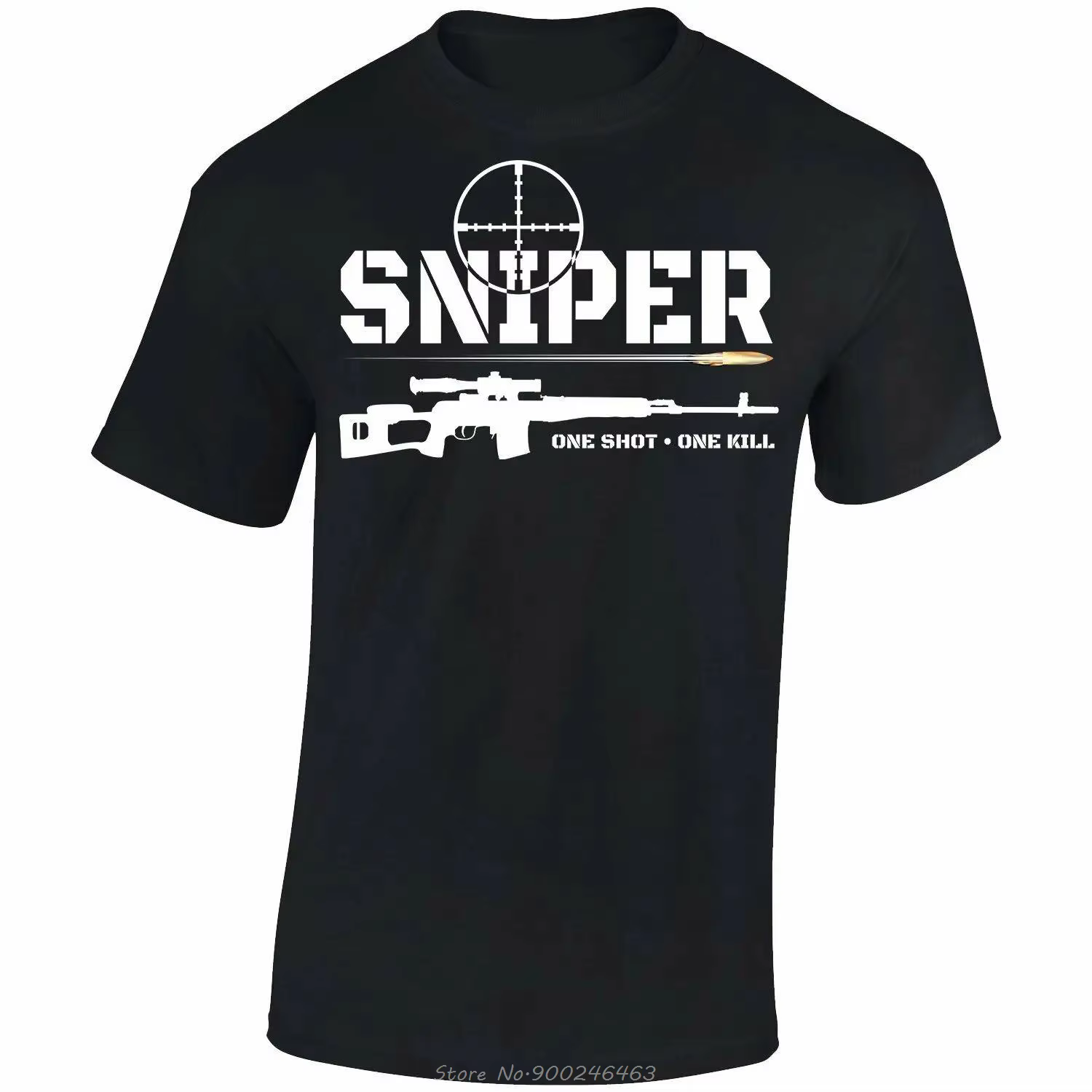 Conception Unique Sniper One Shot One Kill T-shirt coton à manches courtes col rond hommes T-shirt n