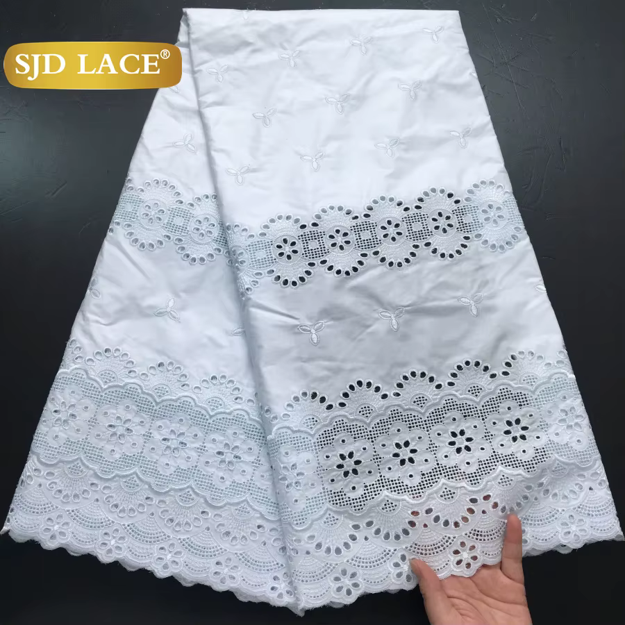 SJD dentelle suisse Voile africain coton dentelle tissus dubaï 5 Yards 2025 dernière dentelle de cot