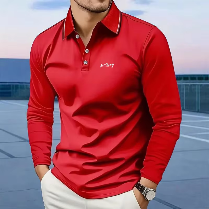 Polos de rugby pour hommes, manches longues, cols, affaires, décontractés, formelles, extérieur, rue