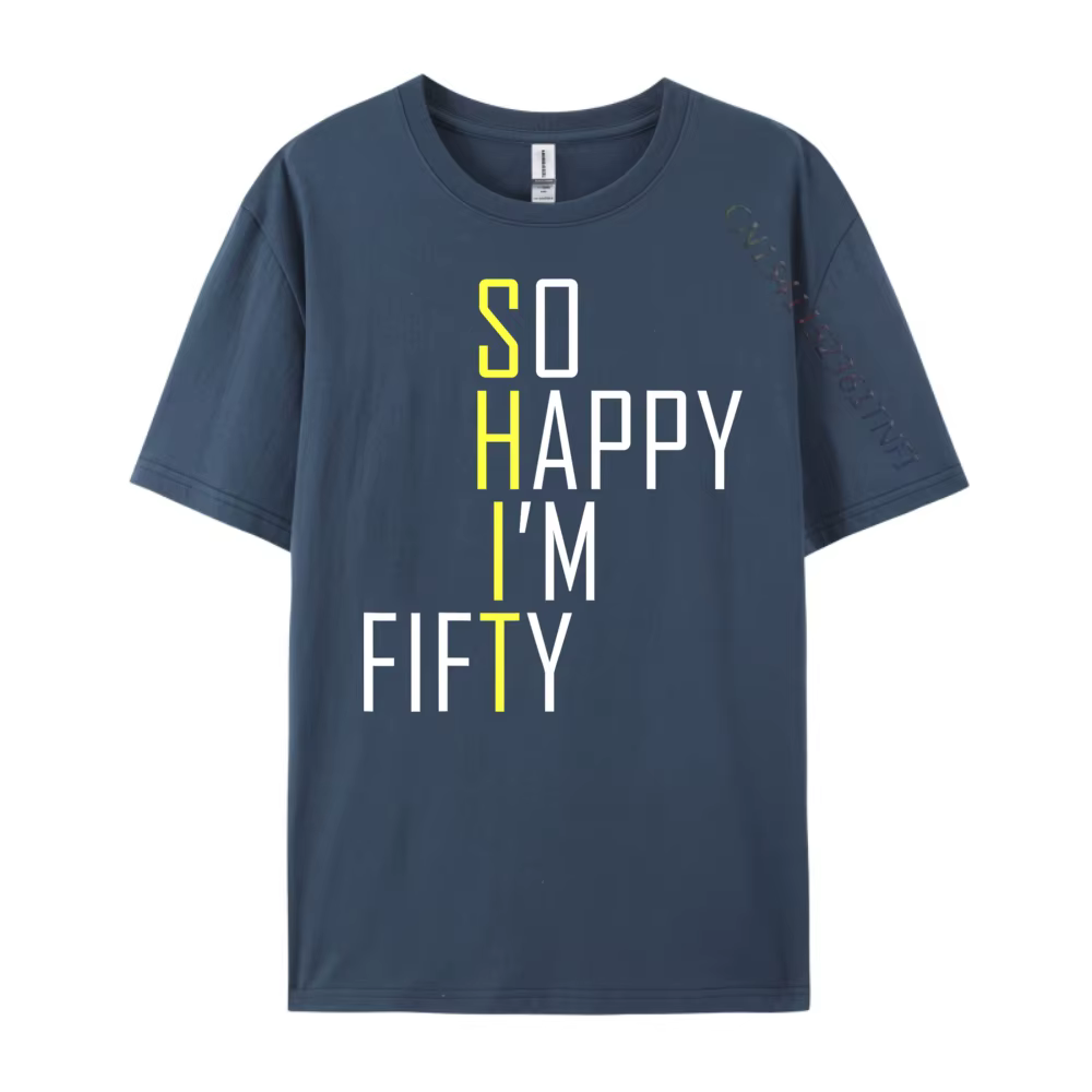 T-shirt graphique blanc So Happy I'm Fifty, chiffres drôles, bâillon du 50e anniversaire, 50 ans