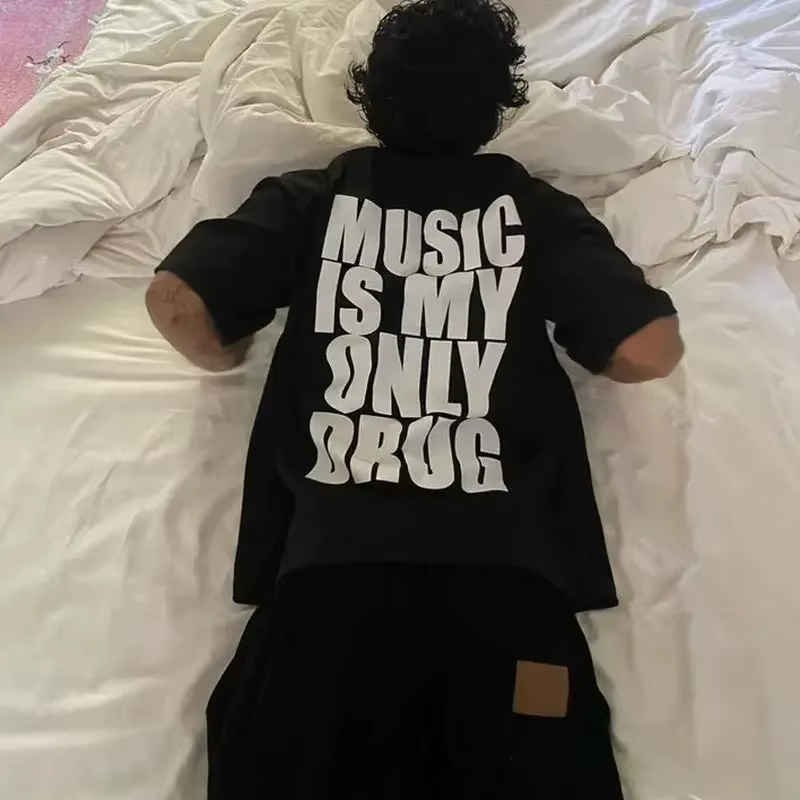 T-shirts avec impression graphique « Music Is My Only Drug Fun Meme », pour hommes et femmes, nouvea