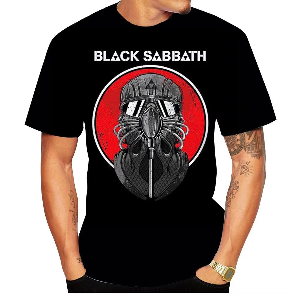 T-shirt unisexe col rond à manches courtes pour homme et femme, motif graphique rock Black Metal, dé