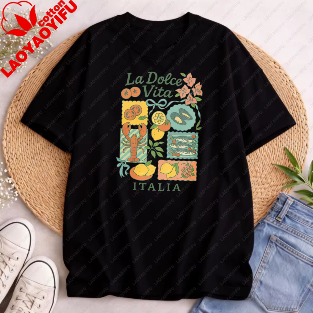 T-shirt La Dolce Vita, t-shirt graphique italien d'été, pour les amateurs de fruits de mer, Limoncel