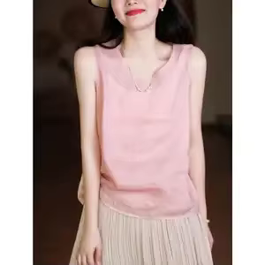 Débardeur décontracté en lin pour femme, col en V, sans manches, couleur unie, coupe ample, basique,