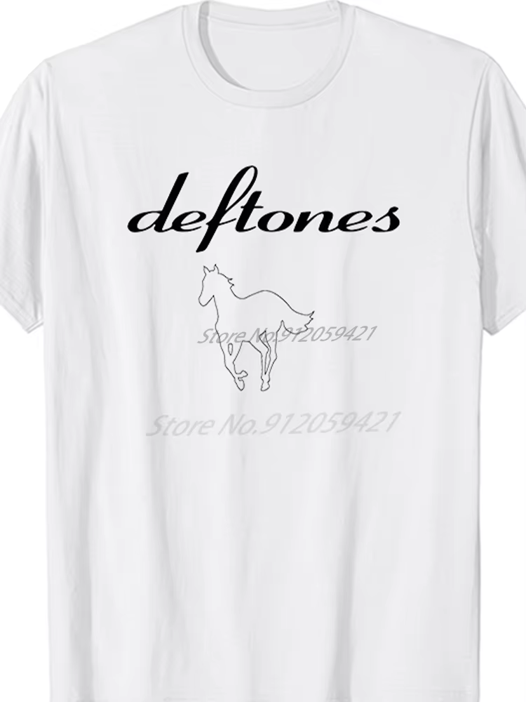 Mode graphique T-Shirts Deftones blanc petit cheval Rock coton nouvelles chemises et T-Shirts à manc