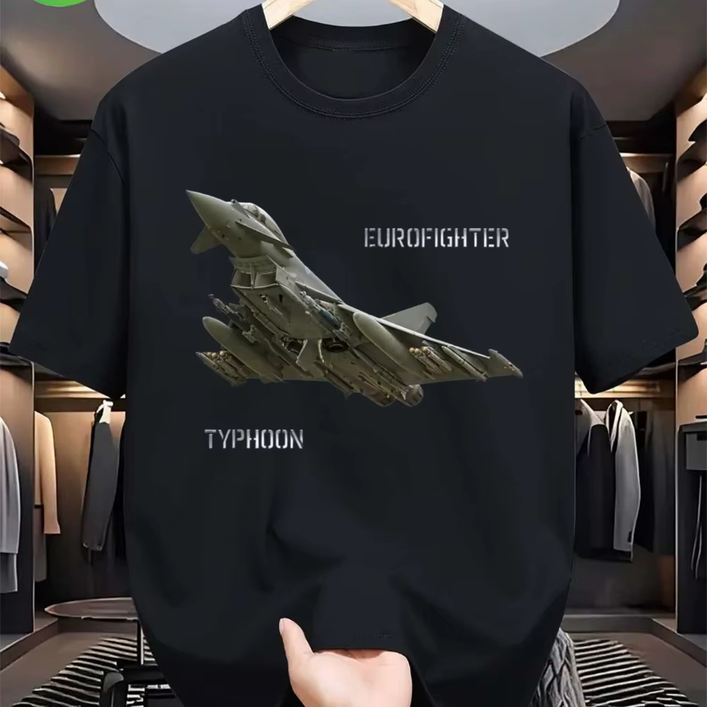 T-shirt Eurofighter Typhoon Jet Fighter pour hommes, design réaliste d'avion avec logo Typhoon, t-sh
