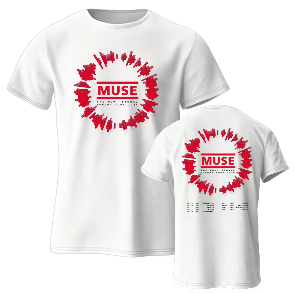 MUSE The Wow! T-shirt Signal Tour unisexe, streetwear, design graphique de groupe de rock hip-hop, c
