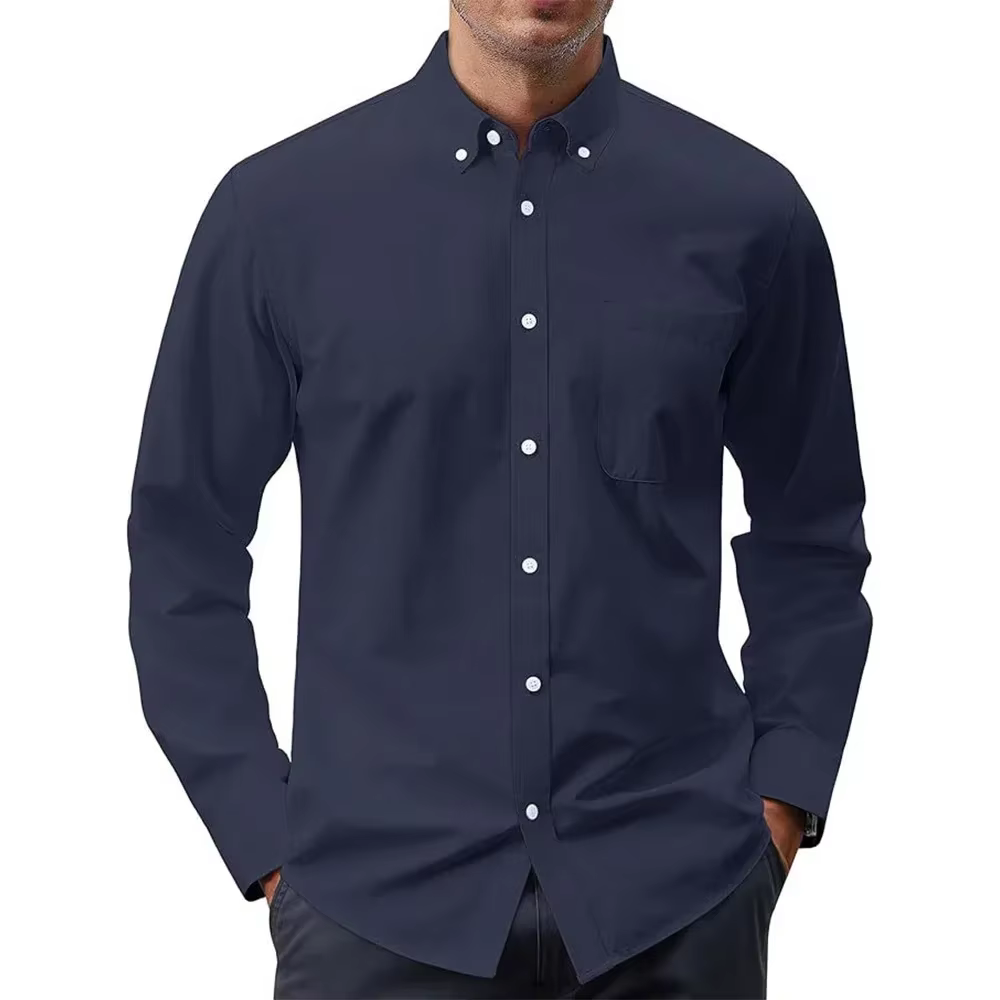 Chemises à manches longues pour hommes chemise Oxford de couleur unie chemise boutonnée pour hommes 