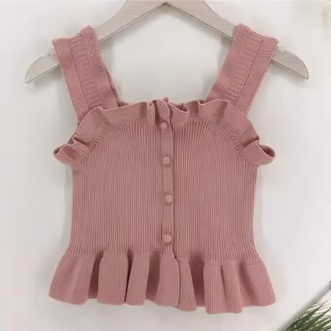 Haut court à volants et simple boutonnage pour femme, vêtement féminin, style coréen, assressentiave