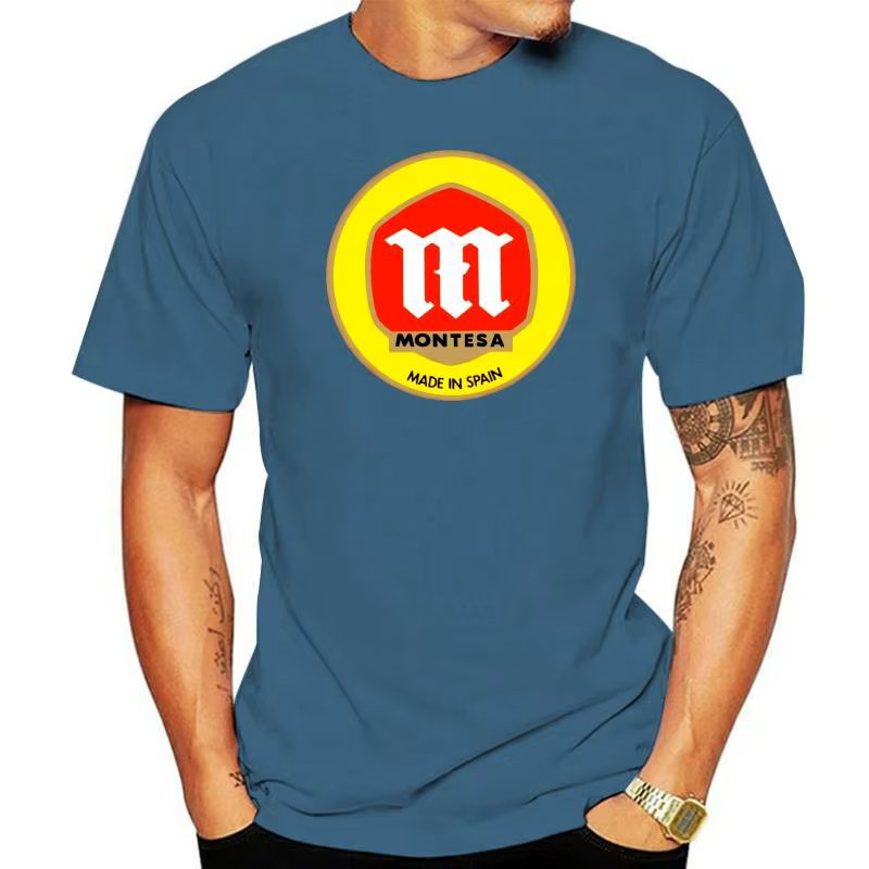 T-shirt manches courtes homme, décontracté, noir, en coton, marque Montesa, choix de documents, mode