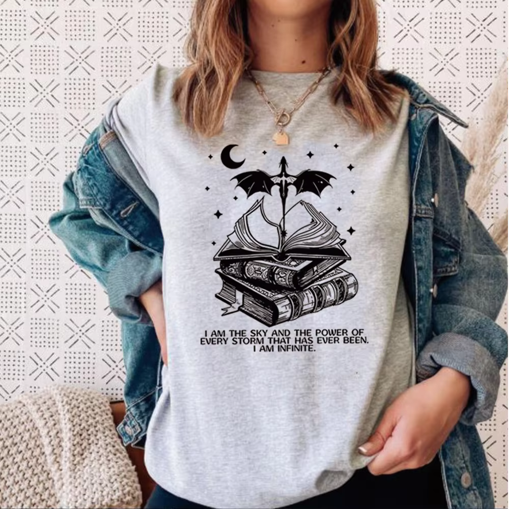 T-shirt Vintage Basgiath War imprimés, I Am The Sky, Fourth Wing Tee, Dragon Rider, Y Bookish, The U