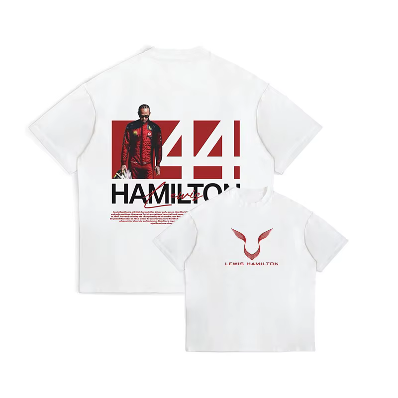 T-shirt de sport oversize pour homme été 2025 avec imprimé graphique Lewis Hamilton, haut à manches