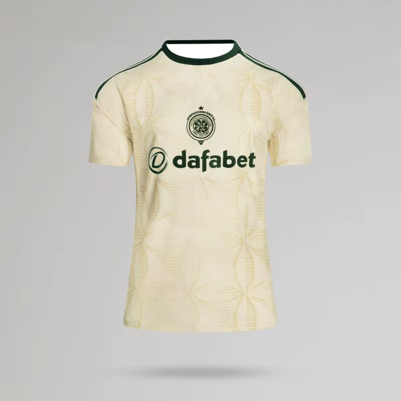 Maillot de football Coritiba Away pour hommes 26/27, crème, imprimé floral subtil, col rond, manches