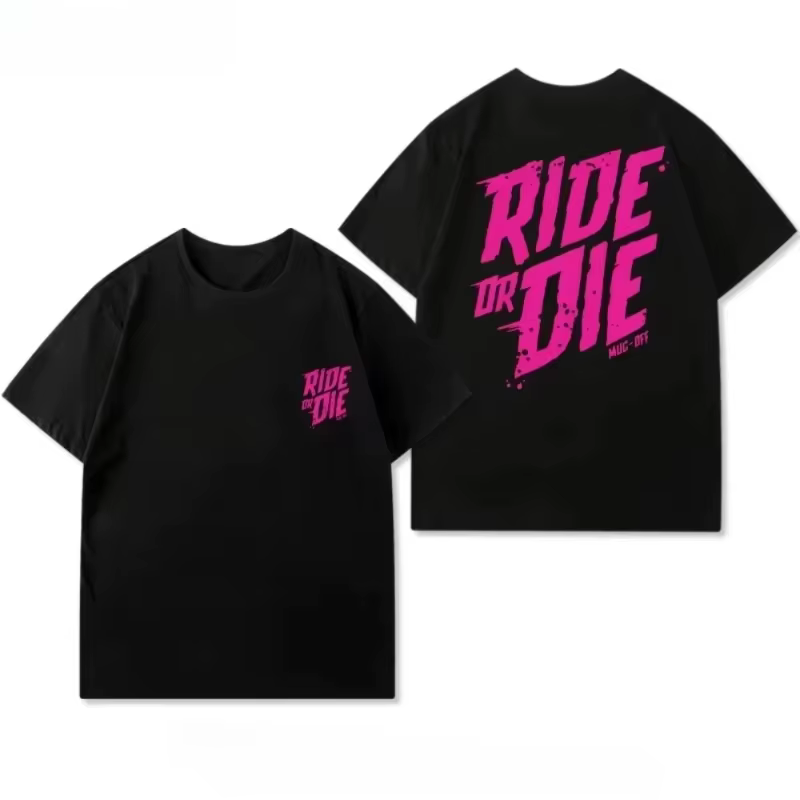 MUCOFF Cycling Ride or Die T-shirt en coton avec motif pour hommes et femmes, streetwear d'été