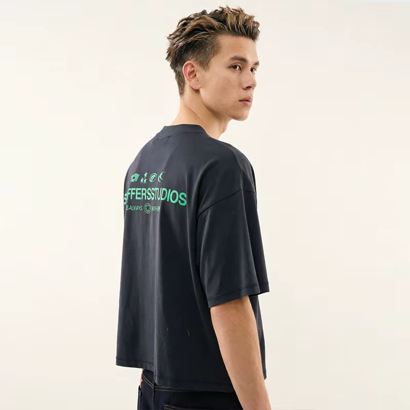T-shirt iconique blanc/noir, style streetwear, décontracté, à manches courtes, en coton de qualité, 