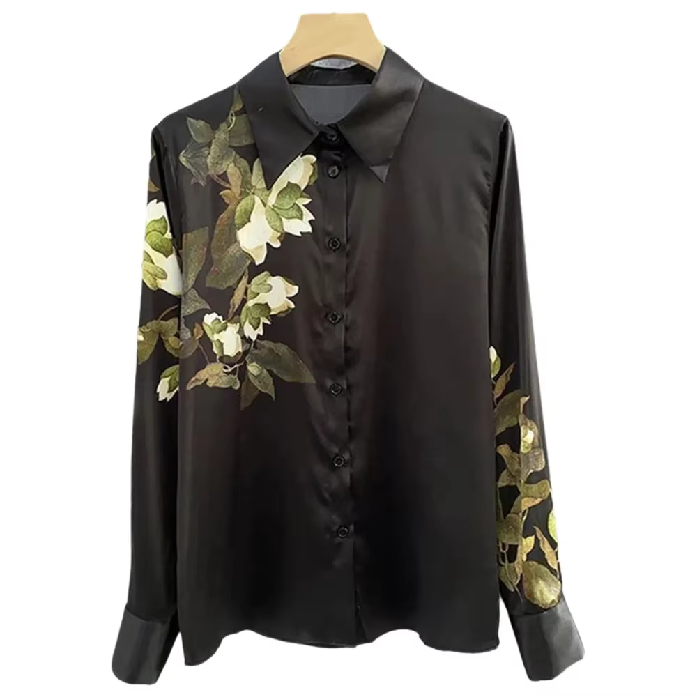 ZAROY chemise en Satin de luxe haut pour femme printemps à manches longues chemisier mince chemise d