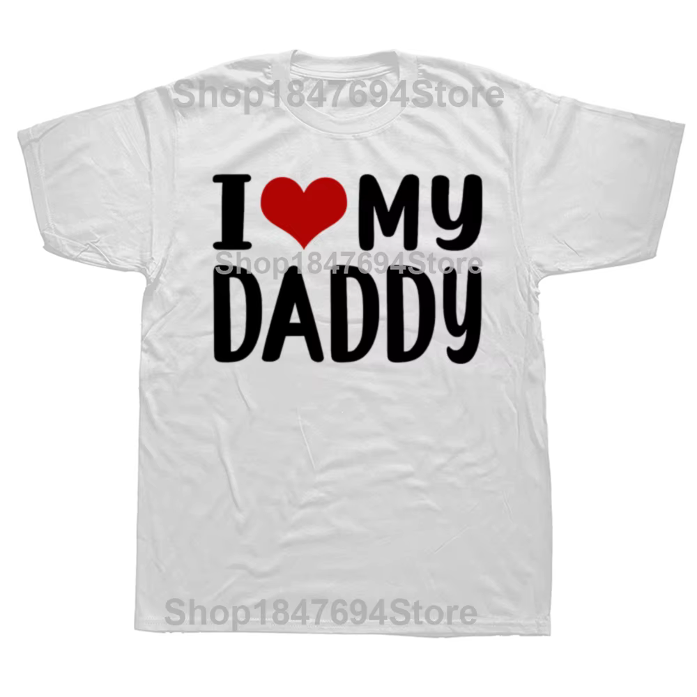 T-shirt en coton imprimé « I Love My Daddy » – Cadeau original et amusant pour la fête des pères pou