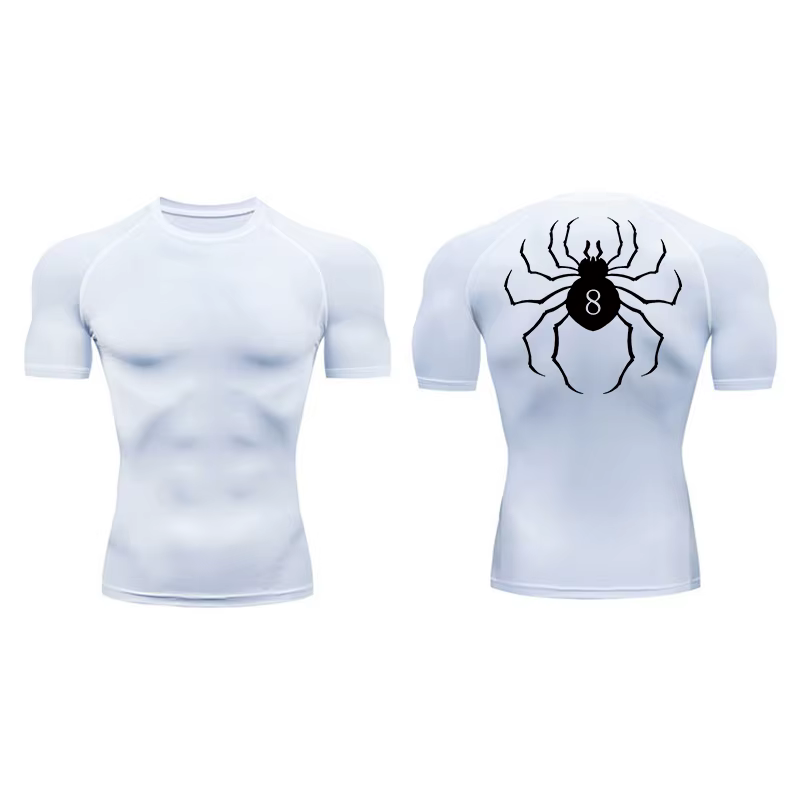 Chemise de compression à imprimé araignée pour hommes, manches courtes, t-shirt à séchage rapide, so