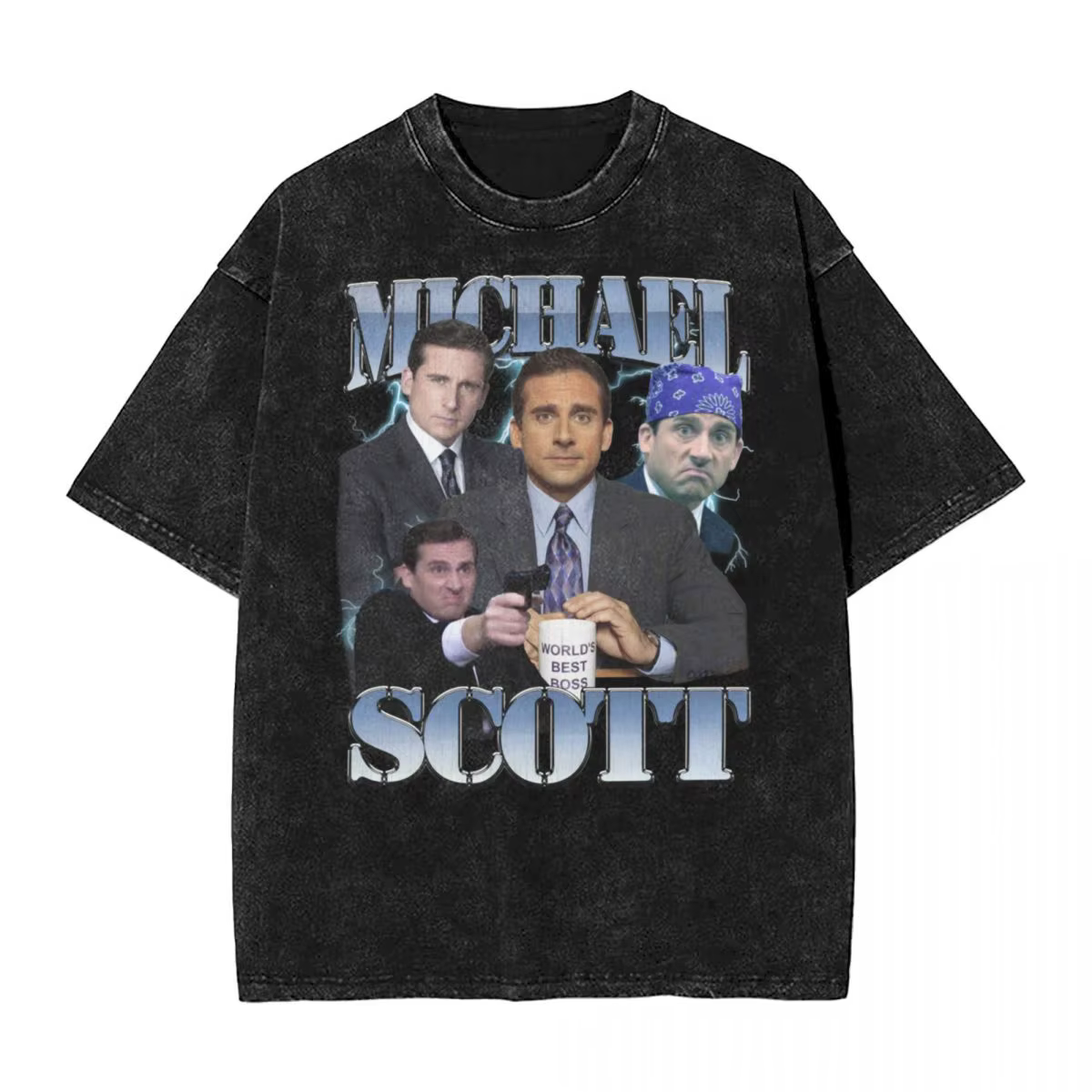Michael Scott 90s T-Shirts délavés Streetwear Hip Hop mode T-Shirts le bureau émission de télévision