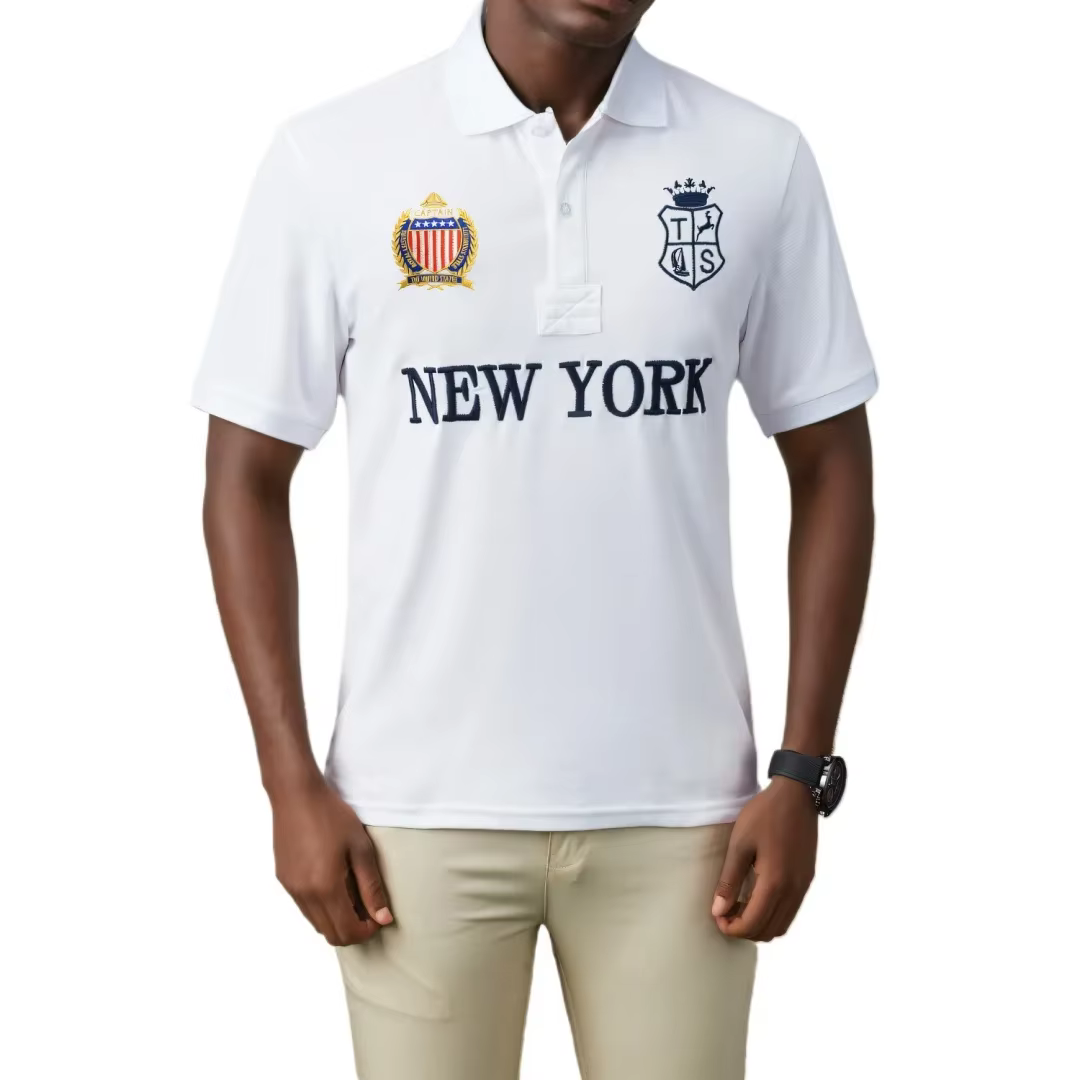 Blanc NEW YORK hommes Polo t-shirts 100% coton été affaires t-shirt décontracté solide respirant bou