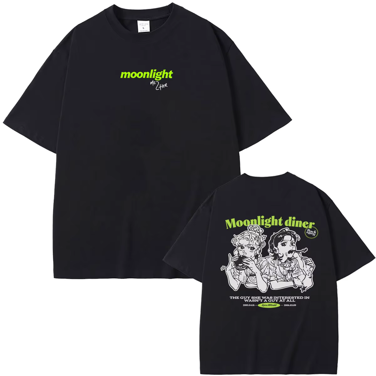 T-shirt décontracté surdimensionné à col rond pour hommes et femmes, inspiré de l'anime The Guy She 