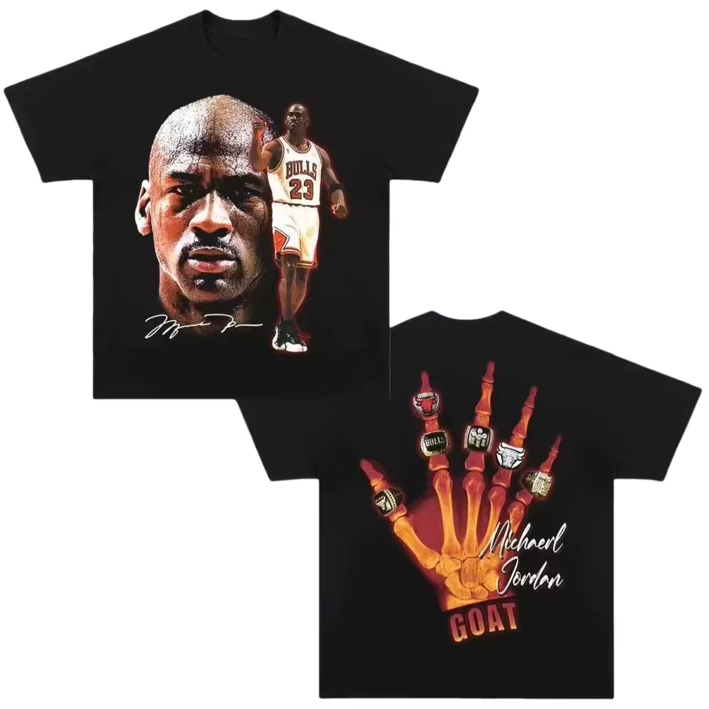 T-shirt de basketball Michael Jordan unisexe, imprimé emblématique, streetwear, coupe oversize, pour
