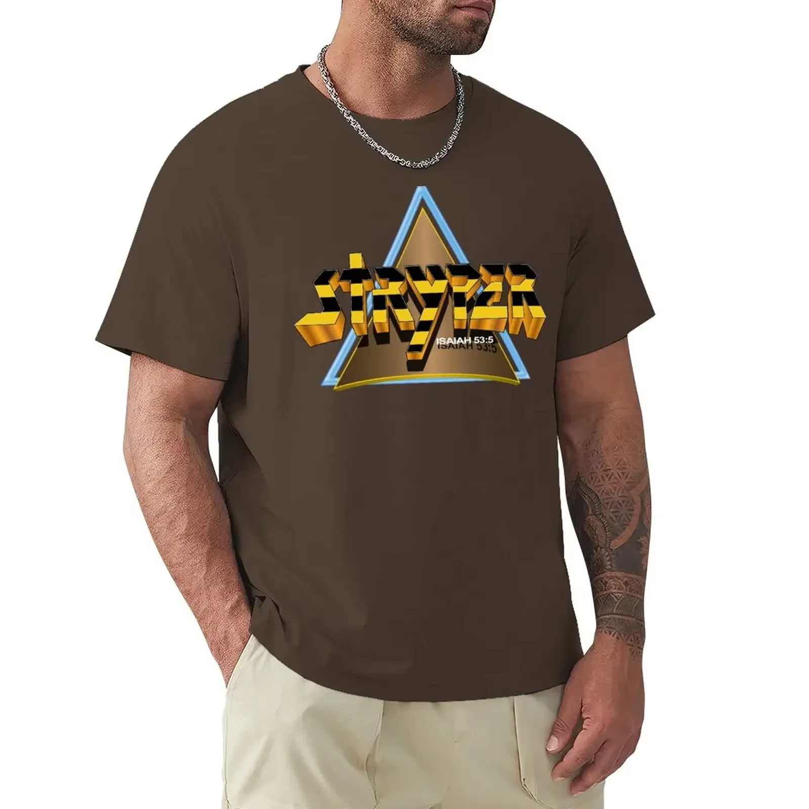Stryper-T-shirt en coton avec logo triangle pour homme, sweat-shirt uni, sweat-shirts, médicaments