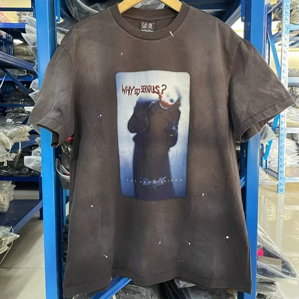 Saint 2025 Nouveaux T-shirts à manches courtes pour hommes et femmes, style rétro, oversize, blanc e