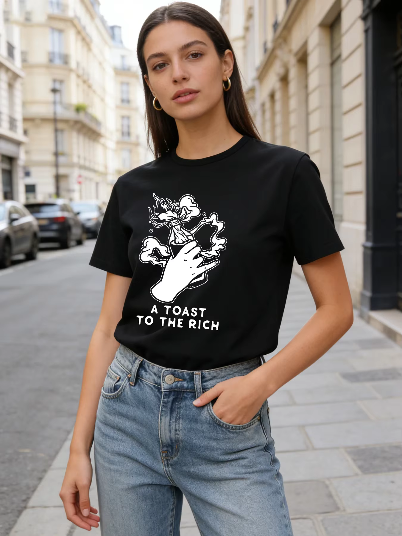 T-shirt Femme Printemps/Été 2026 avec Imprimé Lettres Personnalisées – Haut Décontracté Ample à Manc