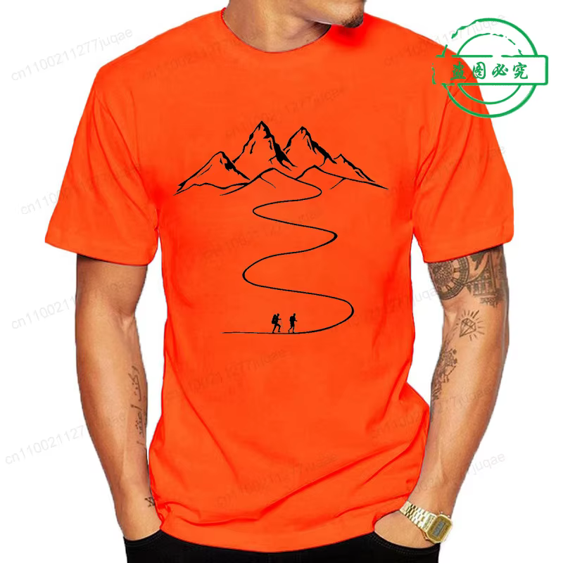 Montagnes chemin randonnée sentier courbes imprimé T-Shirt vêtements graphiques t-shirts hommes femm