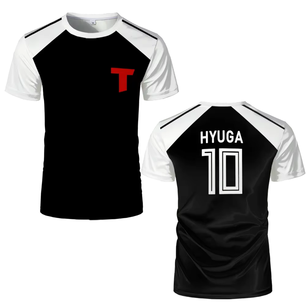 Capitaine Tsubasa Anime Tshirt Hyuga Animation Cosplay à manches courtes 3D Imprimé Football Jersey