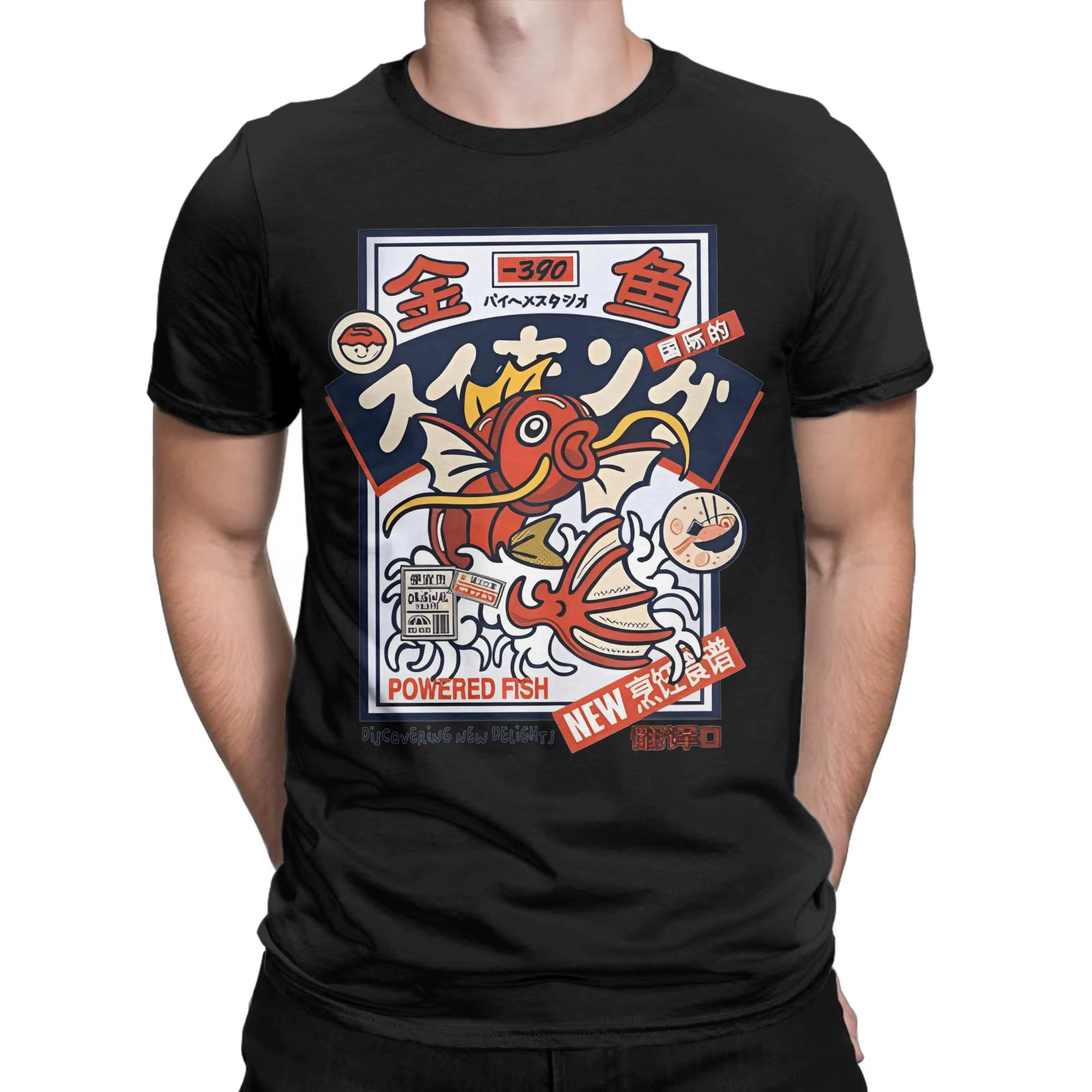 T-Shirt en coton Koi rouge pour adultes plage Style japonais Streetwear t-shirts col rond t-shirts p