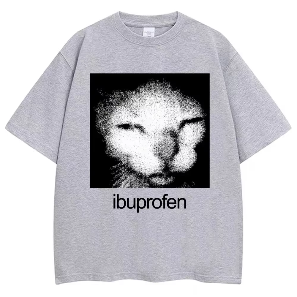 2026 Vintage Drôle Ibuprofen Chat Meme Graphique T-shirt Femmes Humor Mode T-shirts Surdimensionné D