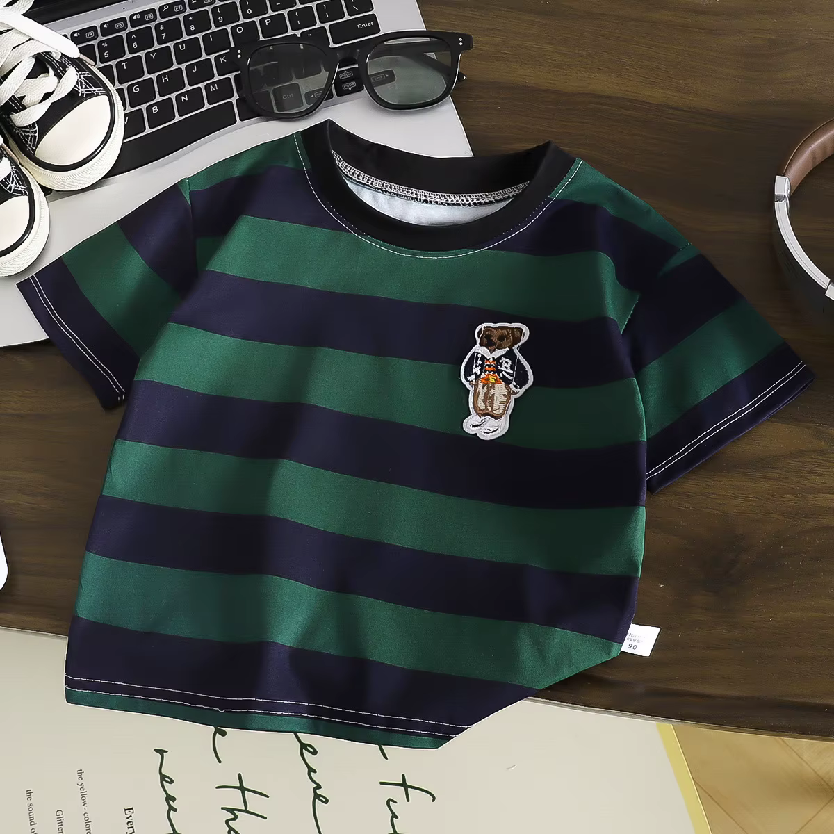 Tops à col rond pour garçons et filles, vêtements d'été adorables, hauts à manches courtes pour enfa