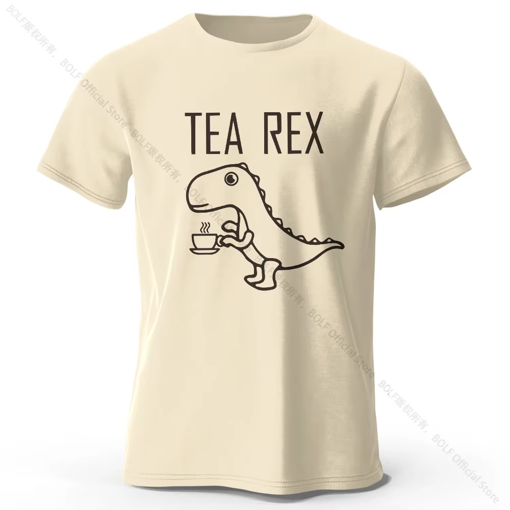 Tea-Rex T-shirt 100 % coton imprimé dinosaure, t-shirt à manches courtes à col rond doux et respiran