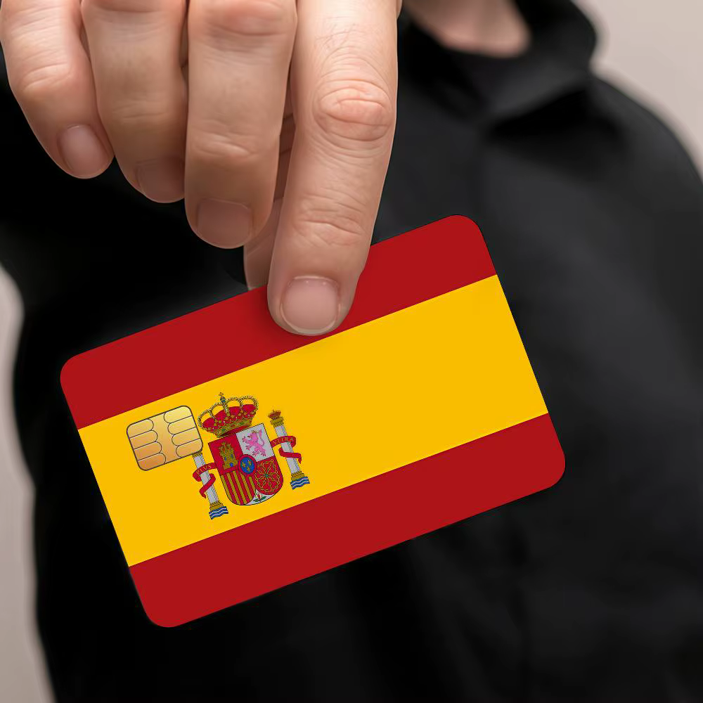 Autocollant de protection imperméable pour cartes de transport en commun, motif drapeau d'Espagne, 4