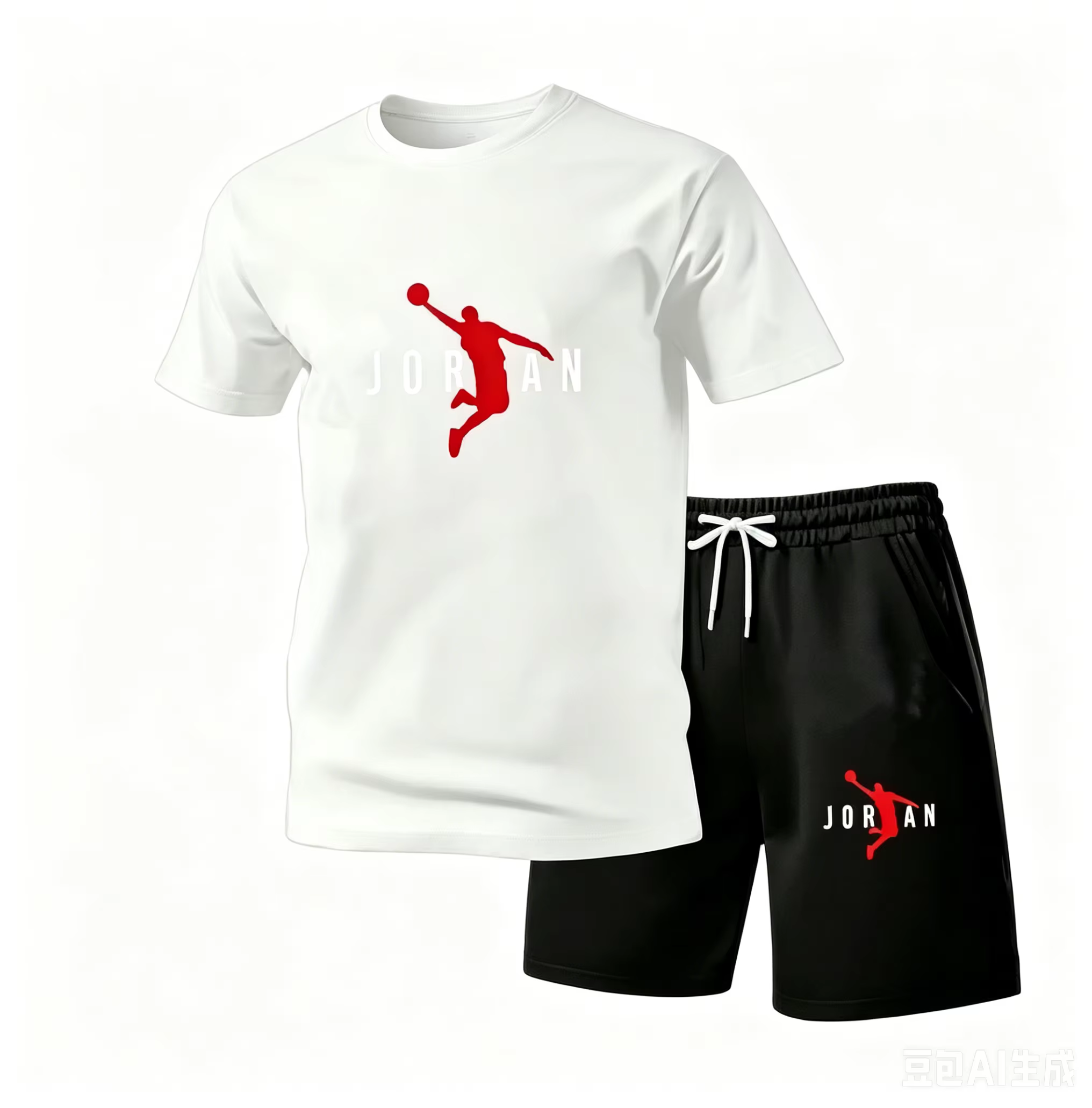 Ensemble t-shirt et short de course à séchage rapide pour homme, col rond et tissu élastique. Tenue 