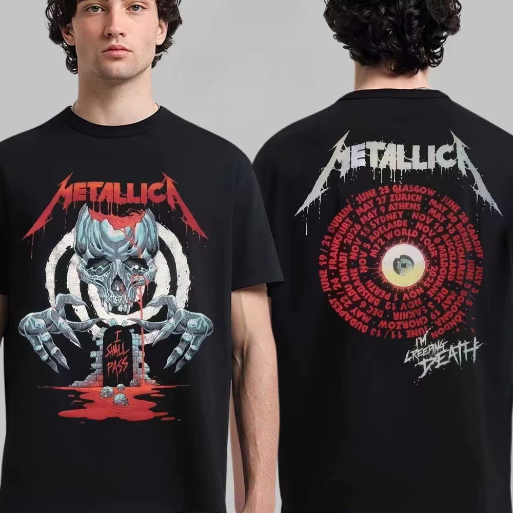 Metallica M72 World Tour 2026 Merch T-shirts Hommes Femmes Hip Hop Mode Été Coton Manches Courtes Te