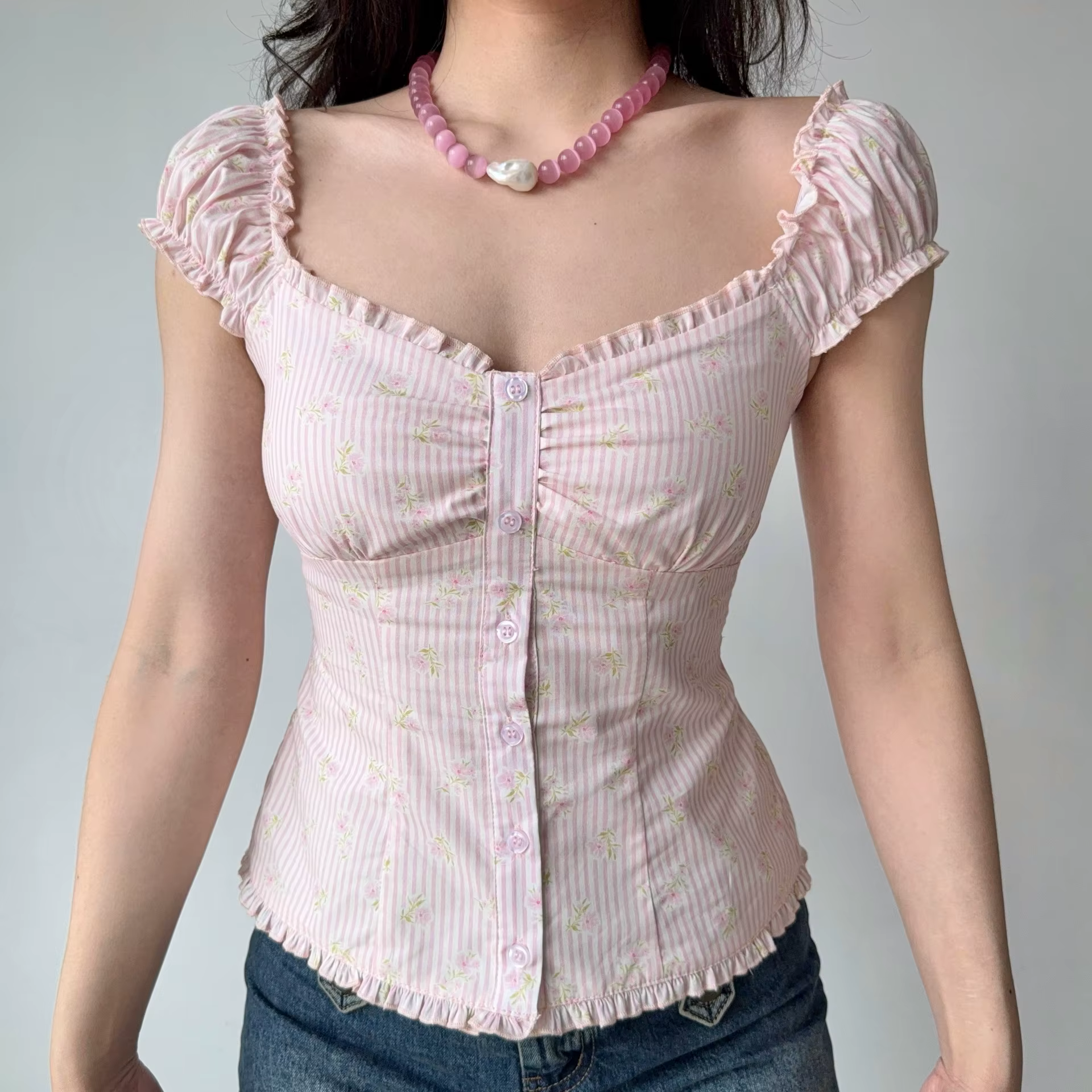 Chemise à manches courtes coupe ajustée style français