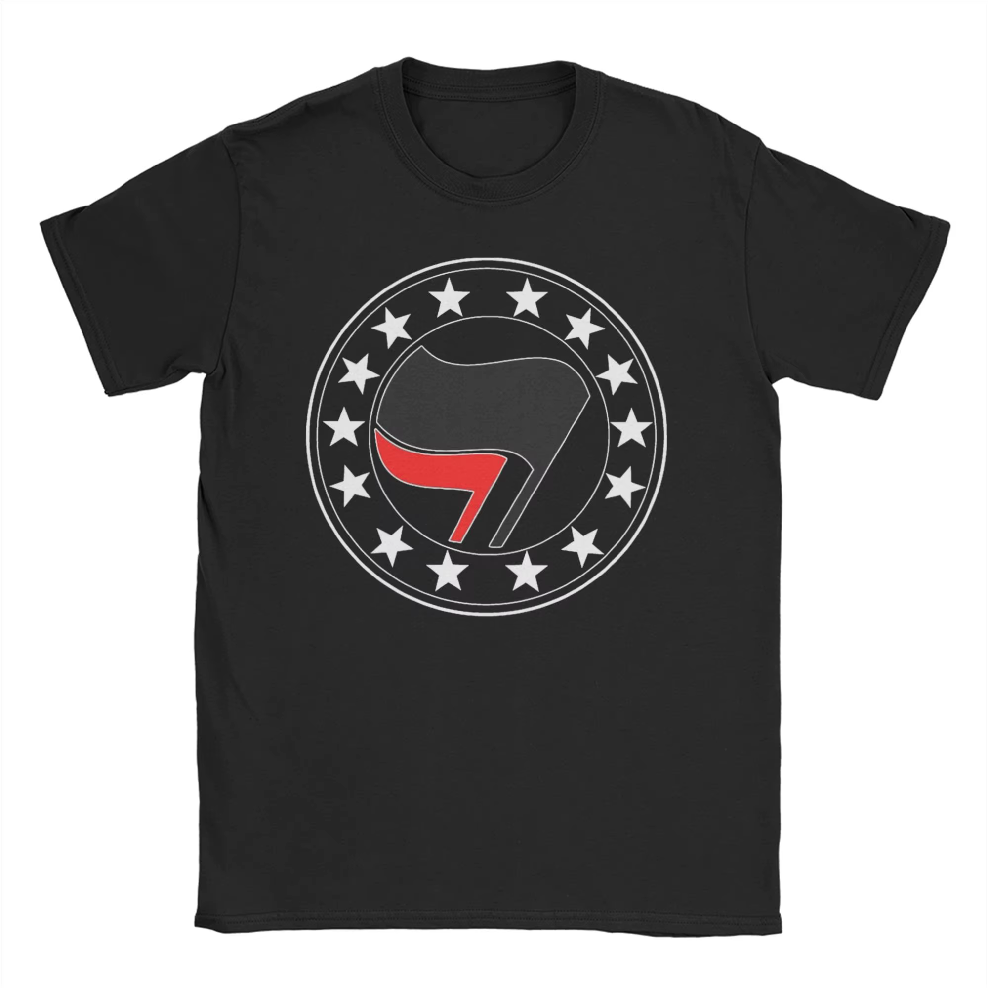 Hommes Femmes Anti-Fascistes     T-shirt Antifa Stars en pur coton, vêtements vintage à manches cour