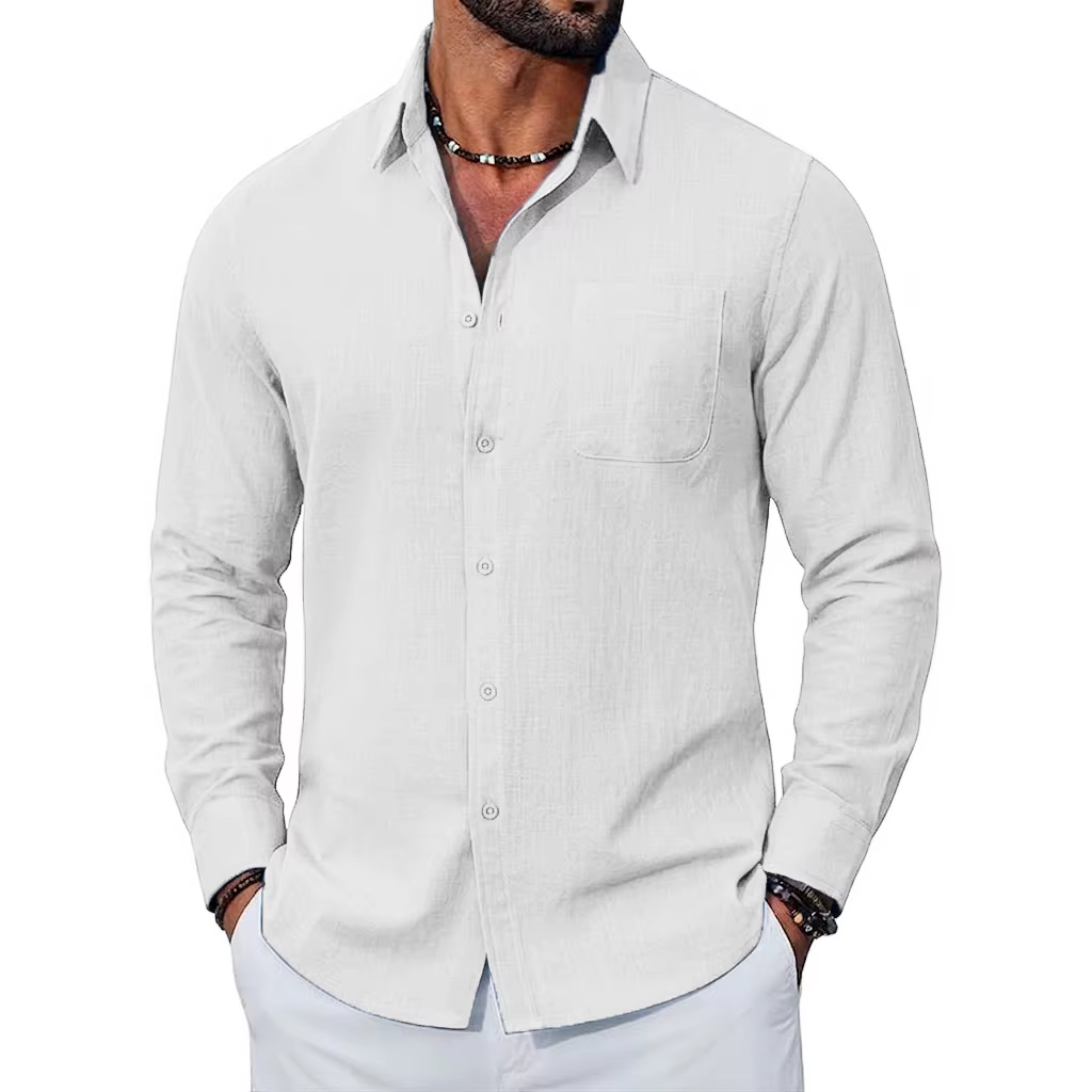 Chemises en lin à manches longues pour hommes, nouvelle collection premium, hauts en coton respirant