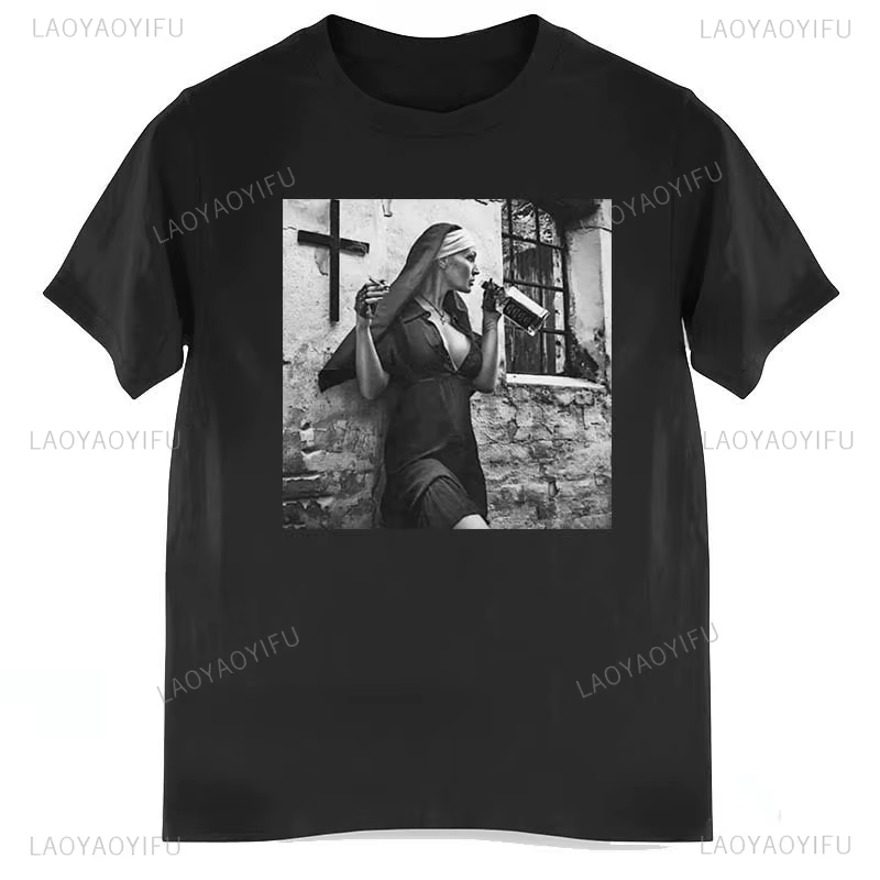 T-shirt en coton avec collier croisé pour hommes, chemise graphique sexy, mode de rue rétro, t-shirt