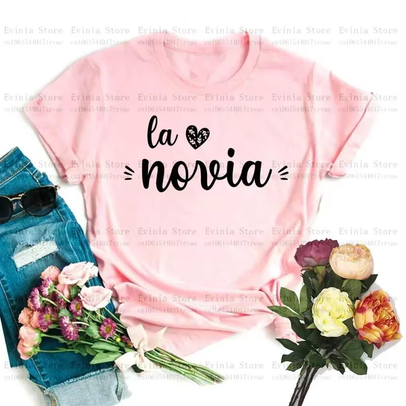 De La Novia Latina T-shirt femmes espagnol Boda Espanol mariage T-shirt équipe mariée EVJF Bachelore