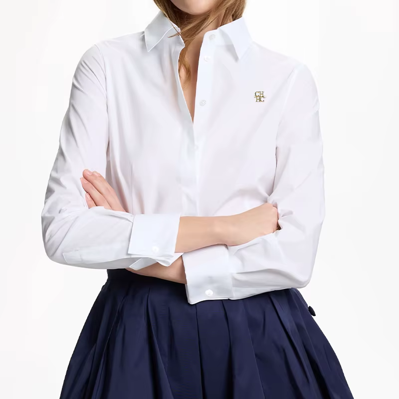 Chemise boutonnée pour femme CH, manches longues, chemisier décontracté, tenue de bureau, hauts prof