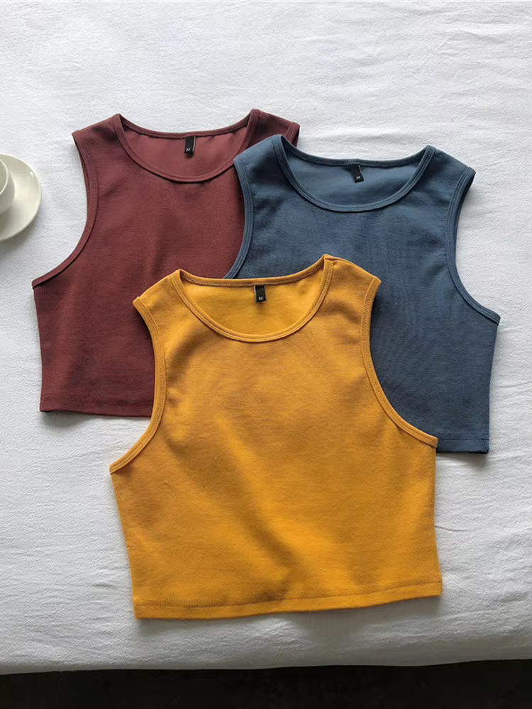 Haut court rétro sans manches pour femmes, nouveau, haut, audiminceur, extensible, slim, court, été