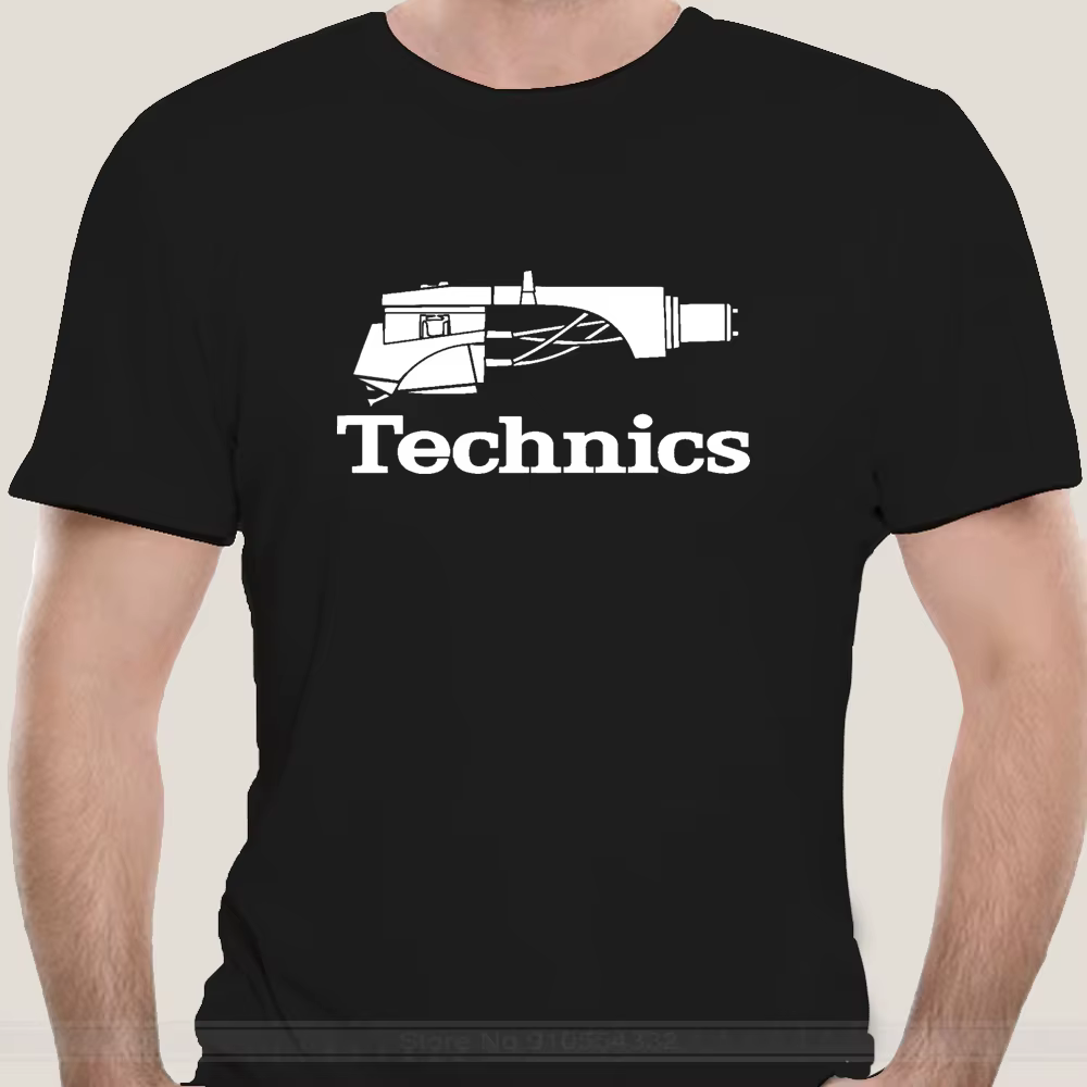 Technics Logo Dj 1200 platine musique-T-Shirt noir personnalisé pour hommes T-Shirt à la mode