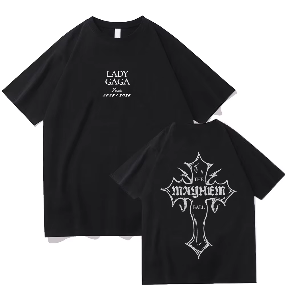 Lady Gaga MAYHEM Cross Cutoff T-shirt à la mode graphique t-shirts pour homme femmes coton haute qua