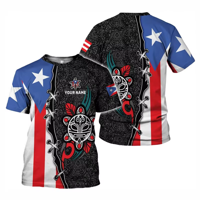 T-shirt graphique drapeau Porto Rico pour hommes, t-shirt imprimé 3D, t-shirt à manches courtes pour
